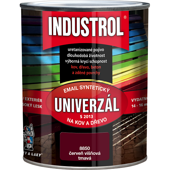 Industrol S2013 univerzál lesk vrchní barva na kov a dřevo, 8850 tmavá červeň višňová, 750 ml