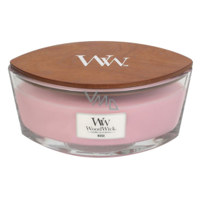 WoodWick Rose - Růže vonná svíčka s dřevěným širokým knotem a víčkem sklo loď 453 g