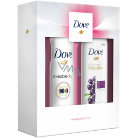 Dove Acai olej sprchová pěna pro ženy 200 ml + Invisible Dry Clean Touch antiperspirant deodorant sprej pro ženy 150 ml, kosmetická sada