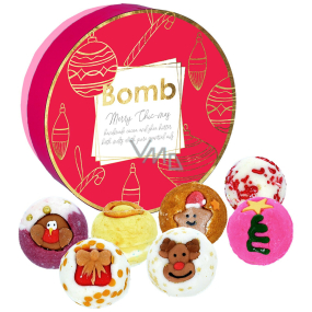 Bomb Cosmetics Veselé vánoce mix vánočních kuliček z bambuckého a kakaového másla 7 x 30 g, kosmetická sada v plechové dóze