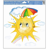 Okenní fólie bez lepidla ručně malovaná sluníčka, deštník 30 x 30 cm