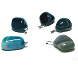 Achát modrozelený Troml přívěsek přírodní kámen, M cca 3 cm, 1 kus, symbolizuje element země