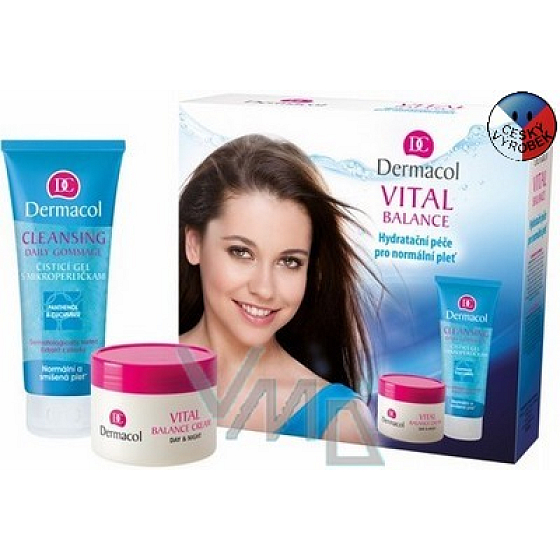 Dermacol Vital Balance čisticí gel 100 ml + zvláčňující krém 50 ml, kosmetická sada
