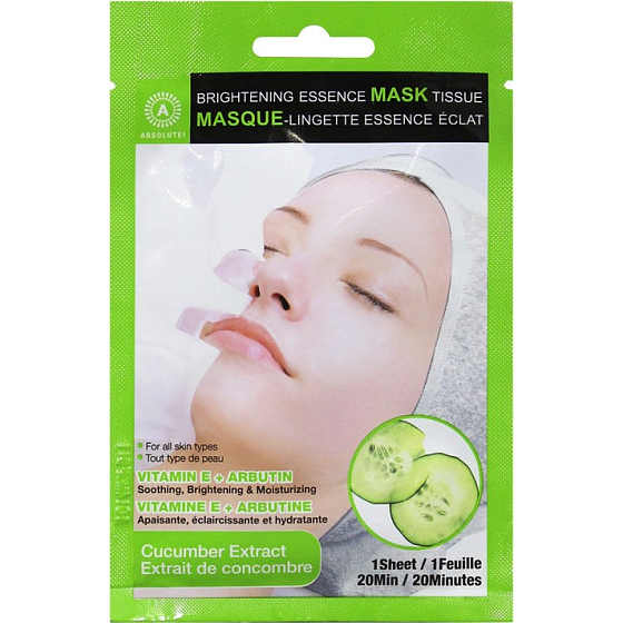 Absolute New York Brightening Essence Tissue Cucumber Extract pleťová a ubrousek 1 kus