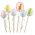 Vajíčko plastové bílé, oranžové peříčko zápich 6 cm + špejle