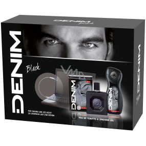 Denim Black toaletní voda pro muže 100 ml + sprchový gel 250 ml + USB Led světlo, kosmetická sada