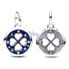 Charm Sterlingové stříbro 925 Srdce v čtyřlístku, štěstí - Mini medailon, přívěsek na náramek symbol