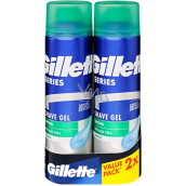Gillette Series Sensitive Aloe Vera gel na holení pro muže 2 x 200 ml, duopack