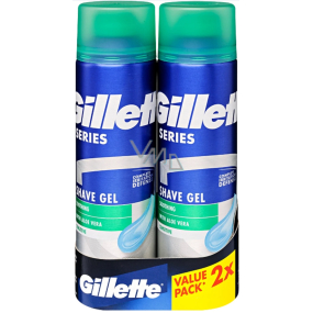 Gillette Series Sensitive Aloe Vera gel na holení pro muže 2 x 200 ml, duopack