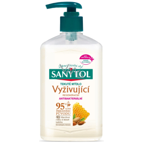 Sanytol Vyživující Mandlové mléko & Mateří kašička regenerační antibakteriální mýdlo, 250 ml s dávkovačem
