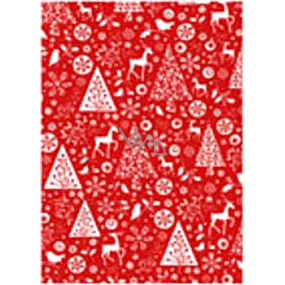 Ditipo Dárkový balicí papír 70 x 500 cm Vánoční červený bílé vánoční motivy