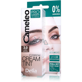 Delia Cosmetics Cameleo Progreen krémová profesionální barva na obočí, bez amoniaku 3.0 Dark Brown - tmavě hnědá 15 ml
