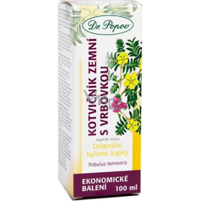 Dr. Popov Kotvičník zemní s vrbovkou bylinné kapky podporují zdravou hormonální aktivitu a prostatu doplněk stravy 100 ml