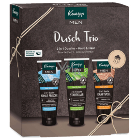 Kneipp Ranní budíček 2v1 sprchový gel 75 ml + Ledové osvěžení 2v1 sprchový gel 75 ml + Plný síly 2v1 sprchový gel 75 ml, kosmetická sada pro muže