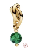 Charm Sterlingové stříbro 925 Propletený fazetovaný kruh věčnosti zelený tmavý, přívěsek na náramek symbol květen