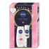 Nivea Soft Care Rose & Almond Oil sprchový gel 250 ml + Nivea Black & White Invisible Clear antiperspirant sprej 150 ml, kosmetická sada pro ženy