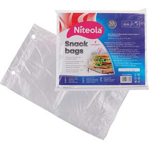 Niteola svačinové sáčky, HDPE, 20 × 30 cm, síla 12 µ, čiré, 50 ks Niteola svačinové sáčky, HDPE, 20 × 30 cm, síla 12 µ, čiré, 50 ks