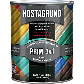 Hostagrund Prim 3v1 S2177 základní i vrchní barva na kov, 0570 zelená, 600 ml Hostagrund Prim 3v1 S2177 základní i vrchní barva na kov, 0570 zelená, 600 ml