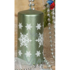 Lima Snowflake svíčka olivová válec 60 x 120 mm 1 kus
