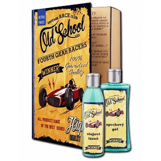 Bohemia Gifts Old School sprchový gel 250 ml + olejová lázeň 200 ml (s příjemnou sportovní vůní), kniha kosmetická sada