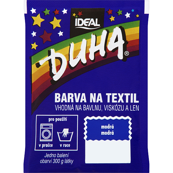 Ideal Duha modrá, barva na textil na bavlnu, viskozu a len, na 300 g látky, 15 g