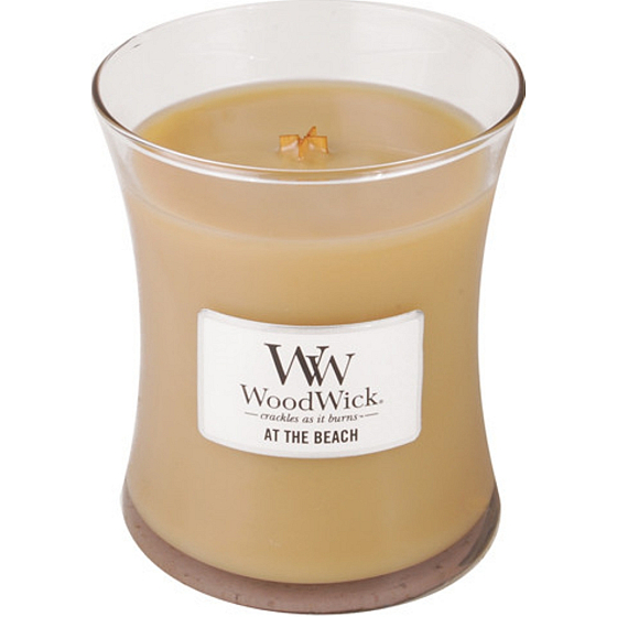 WoodWick At the Beach - Na pláži vonná svíčka s dřevěným knotem a víčkem sklo střední 275 g