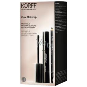 Korff Cure Make Up Prodigious All In One Mascara řasenka Black 14 ml + Eye Pencil tužka na oči 01 Černá 1,05 g, kosmetická sada pro ženy