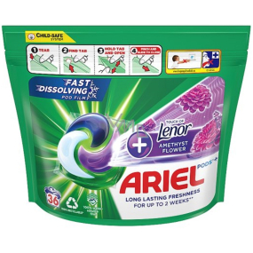 Ariel +Touch Of Lenor Ametyst Flower gelové kapsle pro dlouhotrvající svěžest 36 kusů