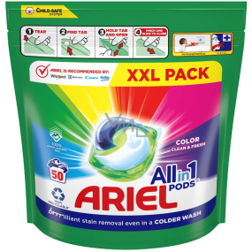 Ariel All in1 Pods Color gelové kapsle na barevné prádlo 50 kusů