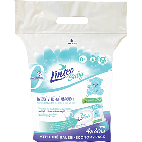 Linteo Baby Aloe Vera vlhčené ubrousky, 4 × 80 ks Linteo Baby Aloe Vera vlhčené ubrousky, 4 × 80 ks