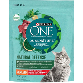 Purina ONE Dual Nature Sterilised granule pro kočky se spirulinou a hovězím 750g