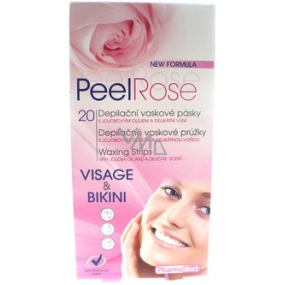 Peel Rose depilační voskové pásky na obličej, podpaží a bikiny 20 kusů
