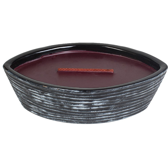 WoodWick Black Cherry - Černá třešeň Collection Premium vonná svíčka s dřevěným širokým knotem a víčkem loď 453 g
