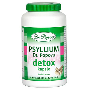 Dr. Popov Psyllium Detox Pro intenzivní očistu těla, kombinace vlákniny a účinných rostlinných extraktů 120 kapslí / 104 g Dr. Popov Psyllium Detox Pro intenzivní očistu těla, kombinace vlákniny a účinných rostlinných extraktů 120 kapslí / 104 g
