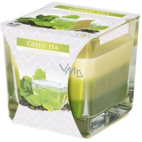 Bispol Green Tea - Zelený čaj tříbarevná vonná svíčka sklo, doba hoření 32 hodin 170 g