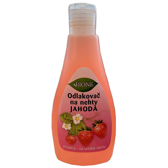 Bione Cosmetics Jahoda odlakovač vhodný i na umělé nehty 200 ml