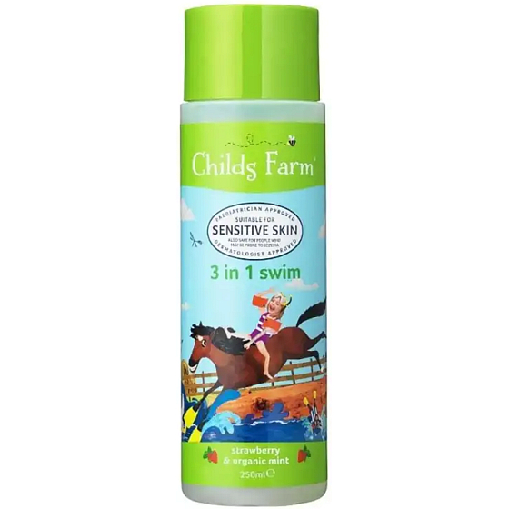 Childs Farm 3v1 Jahoda a máta sprchový gel, šampon a kondicionér po plavání 250 ml