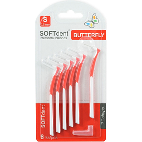 SOFTdent zahnuté mezizubní kartáčky S 0,5 mm, 6 ks SOFTdent zahnuté mezizubní kartáčky S 0,5 mm, 6 ks