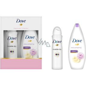 Dove Purely Pampering Smetana a pivoňka sprchový gel pro ženy 250 ml + Invisible Dry antiperspirant sprej 150 ml, kosmetická sada