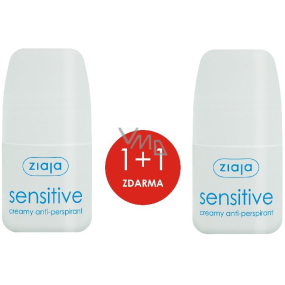 Ziaja Sensitive Creamy kuličkový antiperspirant deodorant roll-on pro ženy 2 x 60 ml, duopack