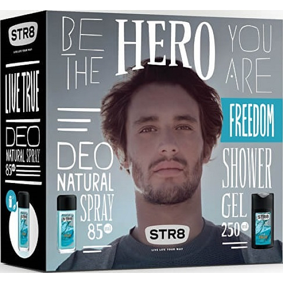 Str8 Live True parfémovaný deodorant sklo pro muže 85 ml + sprchový gel 250 ml, kosmetická sada