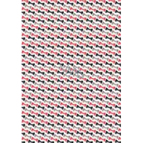 Ditipo Dárkový balicí papír 70 x 100 cm Bílý červené, černé a šedé motýlky 2 archy