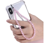 Růženin přívěsek na mobilní telefon proti ztrátě, přírodní kámen korálek 6 mm / 26,5 cm, kámen lásky