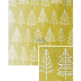 Nekupto Dárkový balicí papír vánoční 70 x 200 cm Zlatý, bílé stromečky