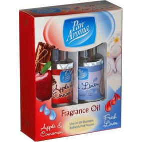 Pan Aroma Fragrance Oil vonný olej Jablko a skořice + Fresh Linen 2 x 10 ml