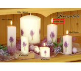 Lima Květina Levandule vonná svíčka bílá s obtiskem levandule válec 60 x 120 mm 1 kus
