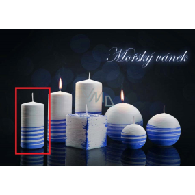 Lima Aromatická spirála Mořský vánek svíčka bílo - modrá válec 50 x 100 mm 1 kus