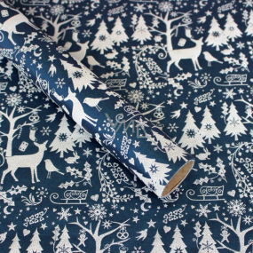 Zoewie Dárkový balicí papír 70 x 150 cm Vánoční Nordic modrý