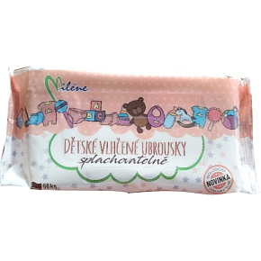 Miléne dětské vlhčené ubrousky splachovatelné, 56 ks Miléne dětské vlhčené ubrousky splachovatelné, 56 ks