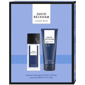 David Beckham Classic Blue parfémovaný deodorant sklo pro muže 75 ml + sprchový gel 200 ml, kosmetická sada pro muže